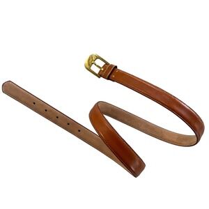 Morris Moskowitz Womens M Light Brown Leather Gold Buckle Thin Belt Boho Western